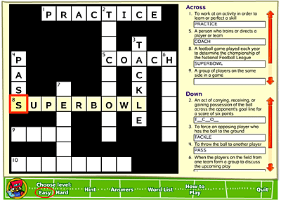 Figure 5—Crossword puzzle with screen reader running