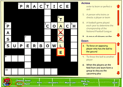Figure 4—Crossword puzzle without screen reader running